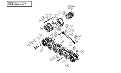 ASV RT25 5-4A Undercarriage Assembly - Right Hand - Molded Wheels