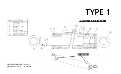 Terex PT100 24.1-A Hydraulic Bucket Tilt Cylinders - TYPE 1